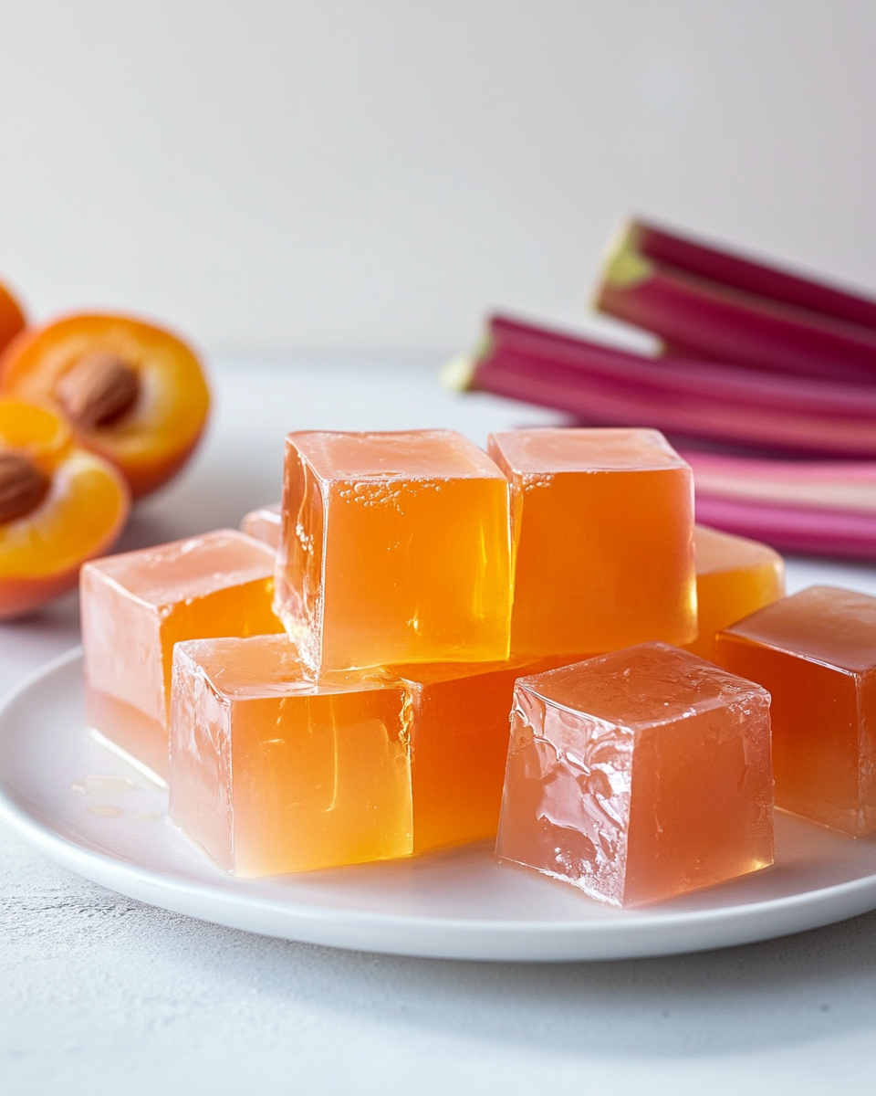 Close up of Apricot Rhubarb Gelatin texture