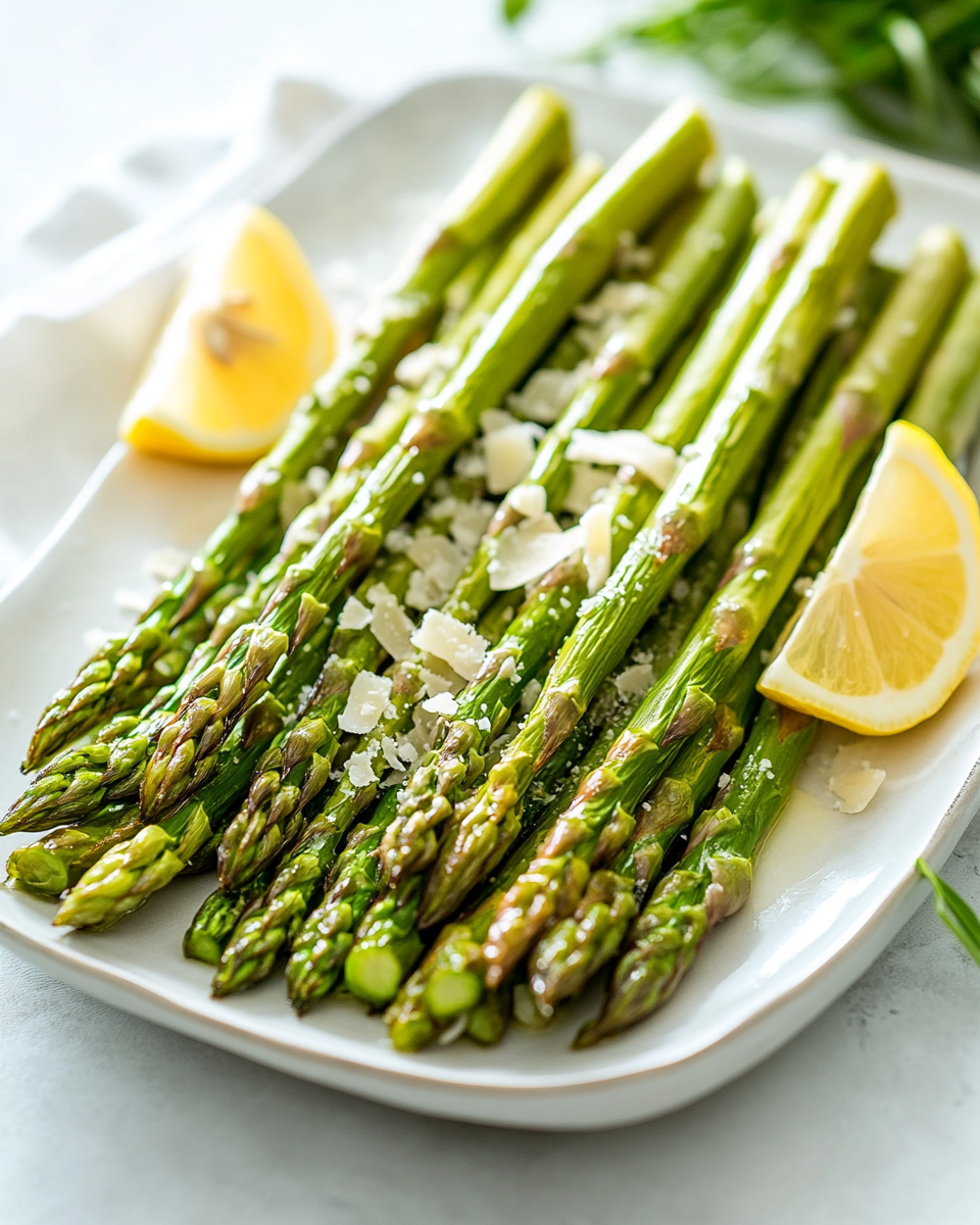 Close up of roasted asparagus