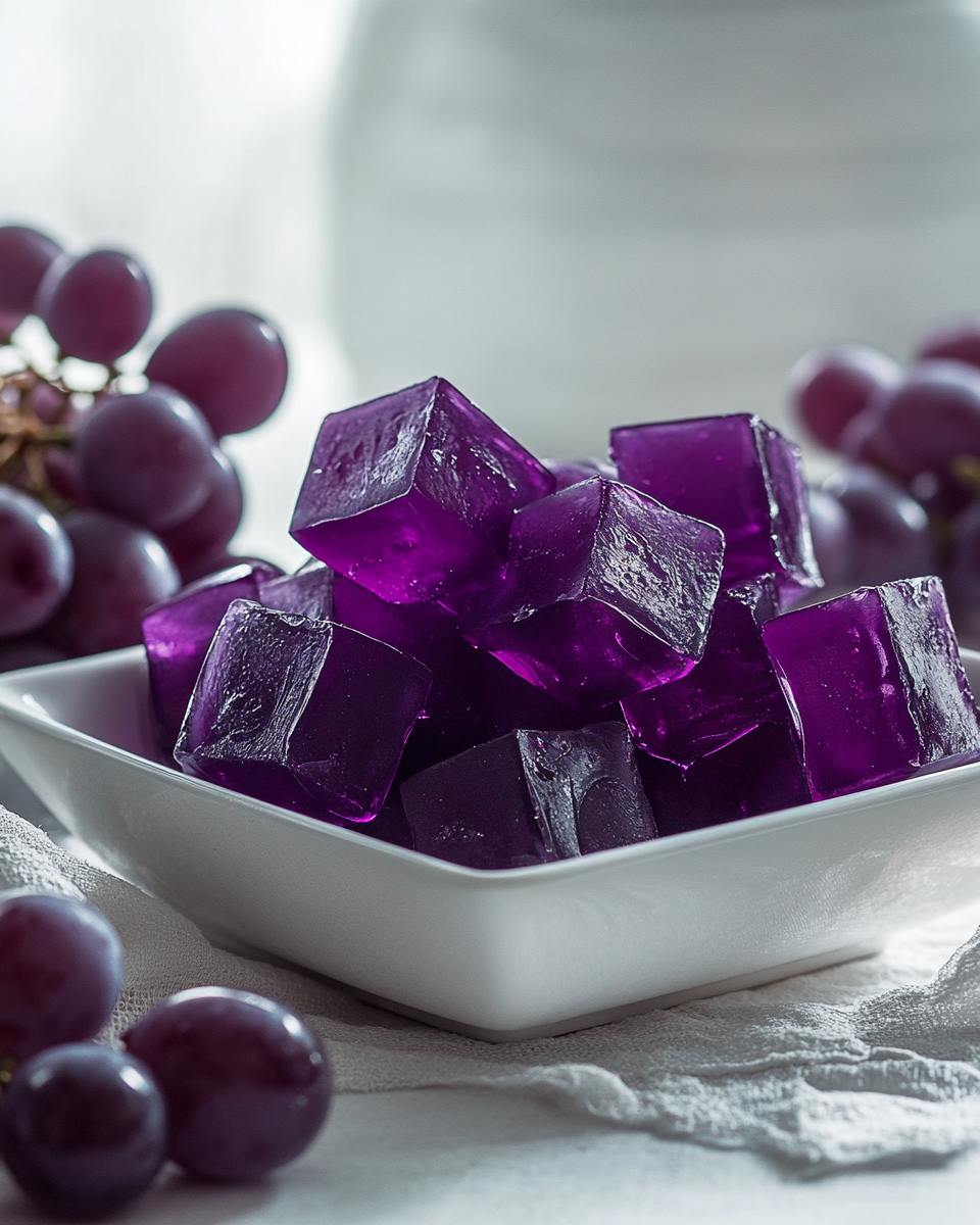 Close up of grape gelatin texture