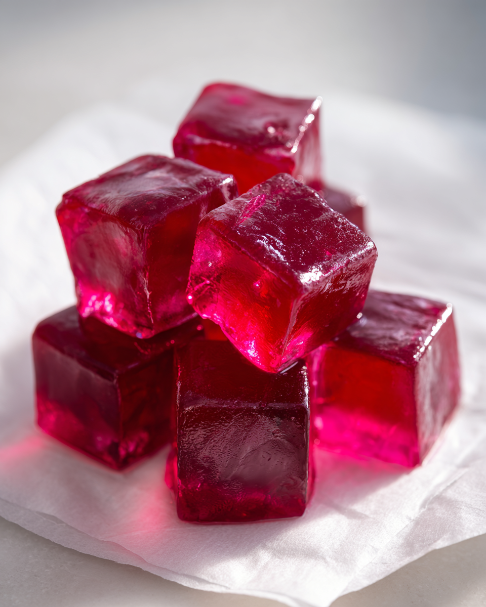 Close-up of raspberry gelatin texture