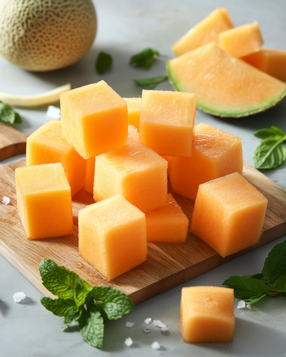 Close up of cantaloupe jello texture