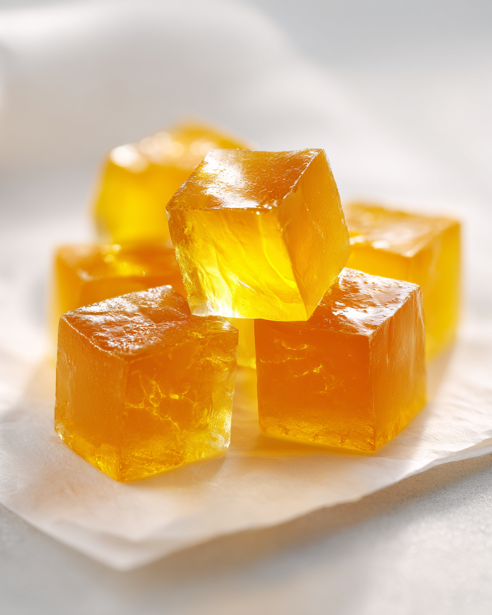 Close up of mango gelatin texture