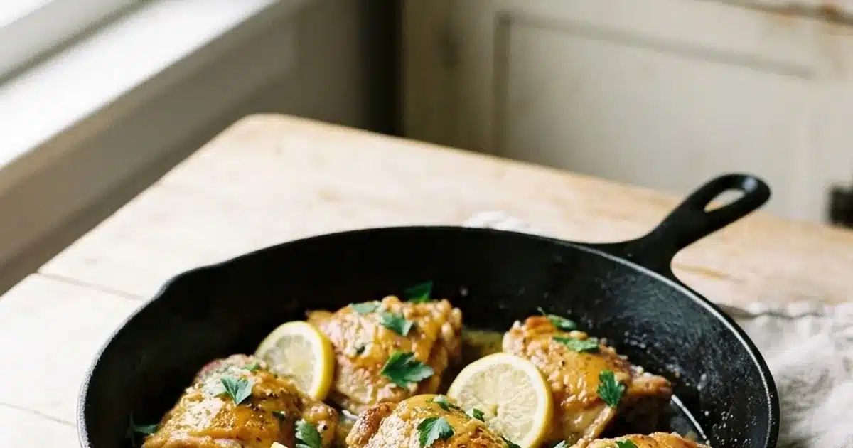Garlic Butter Chicken Thighs with Lemon