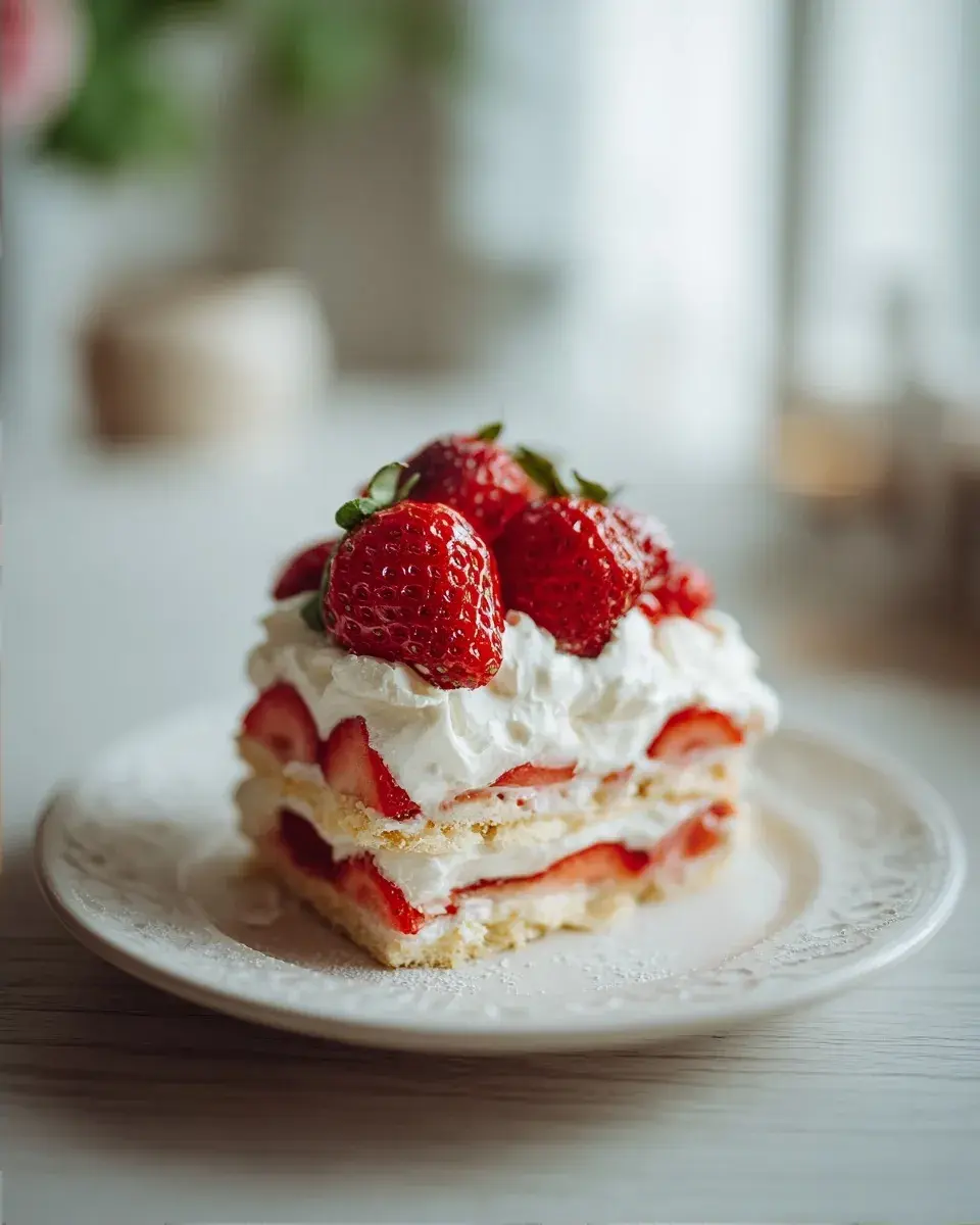 Close up of strawberry shortcake