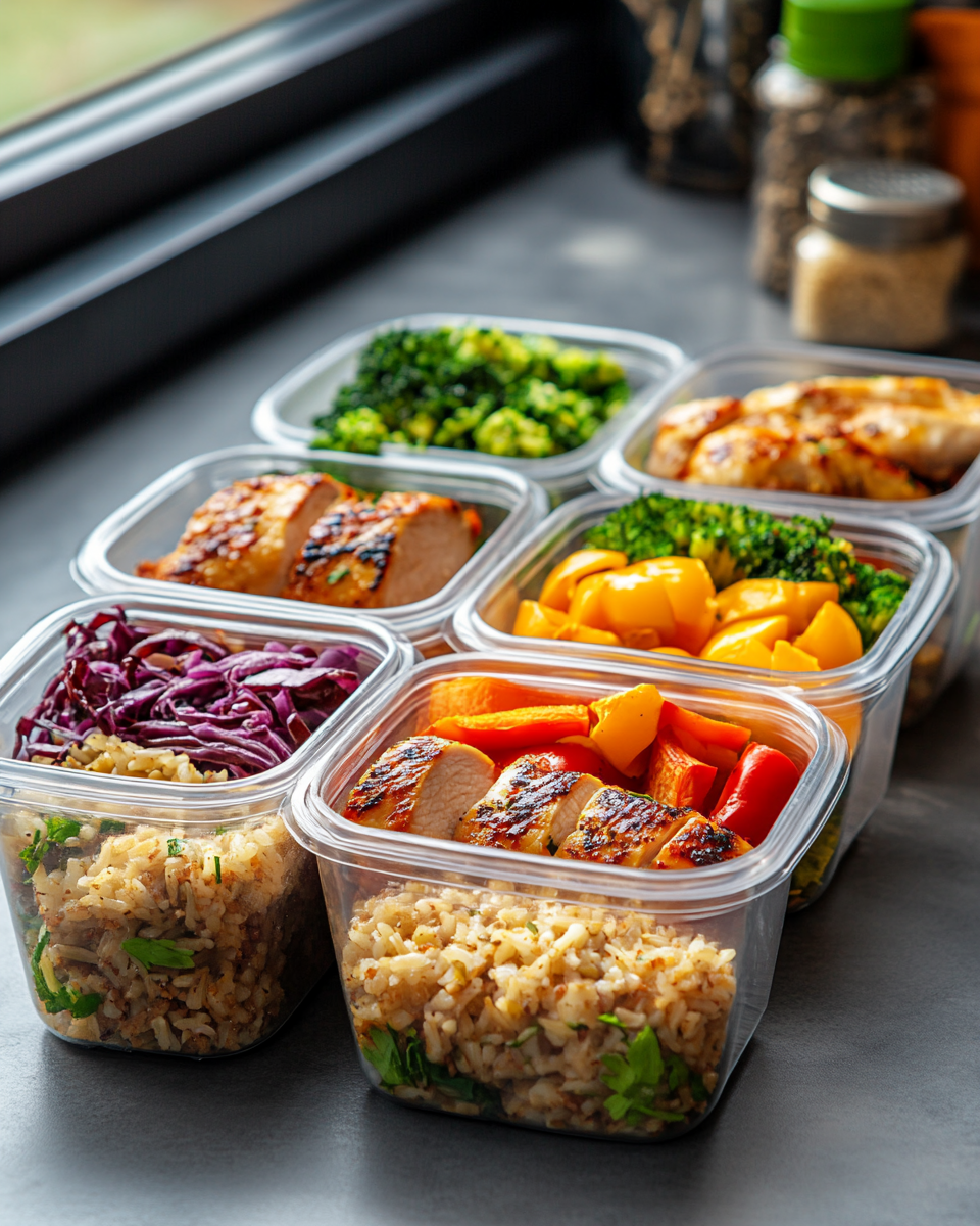 Close-up of chicken and quinoa texture