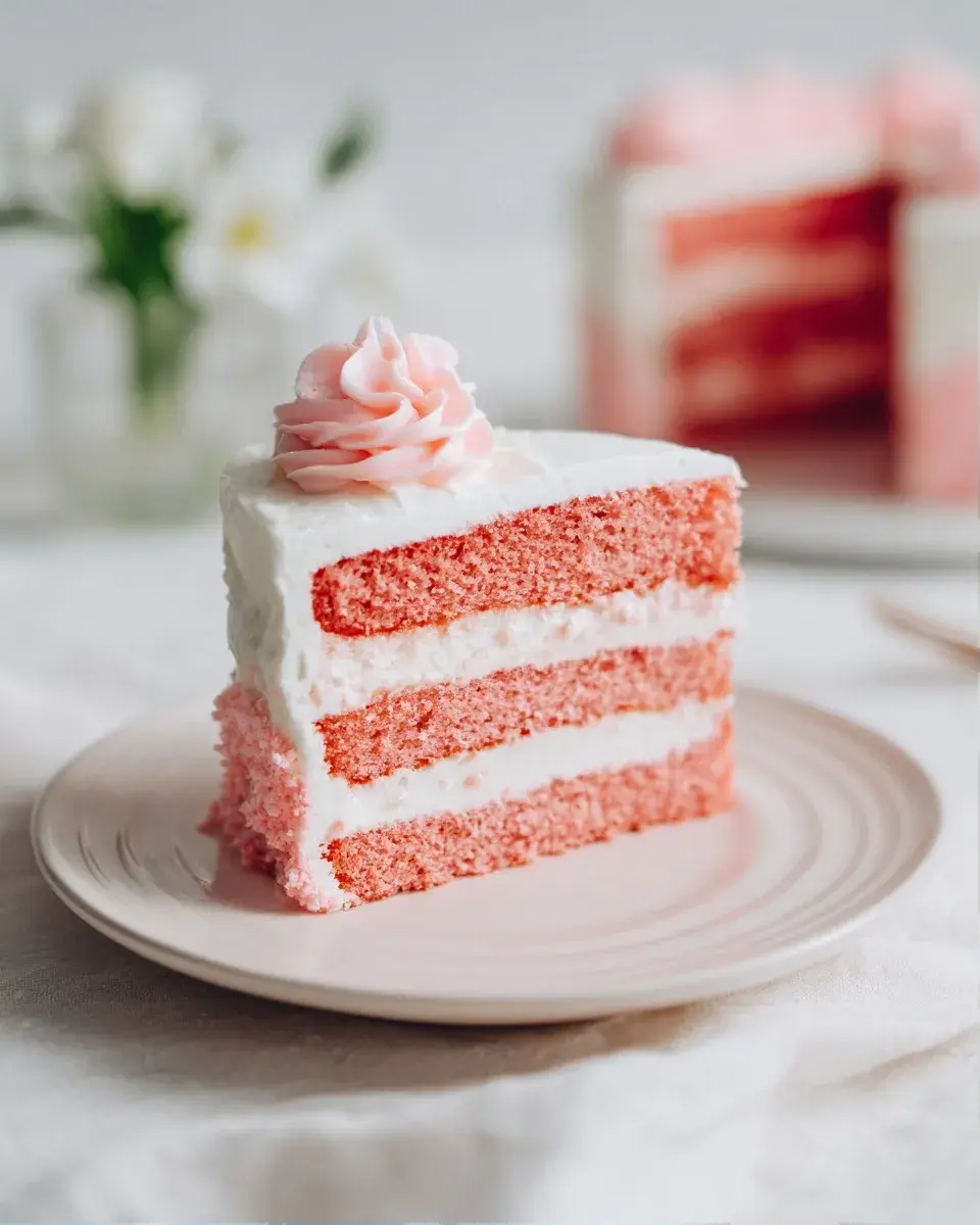 Close-up of Jello Poke Cake slice