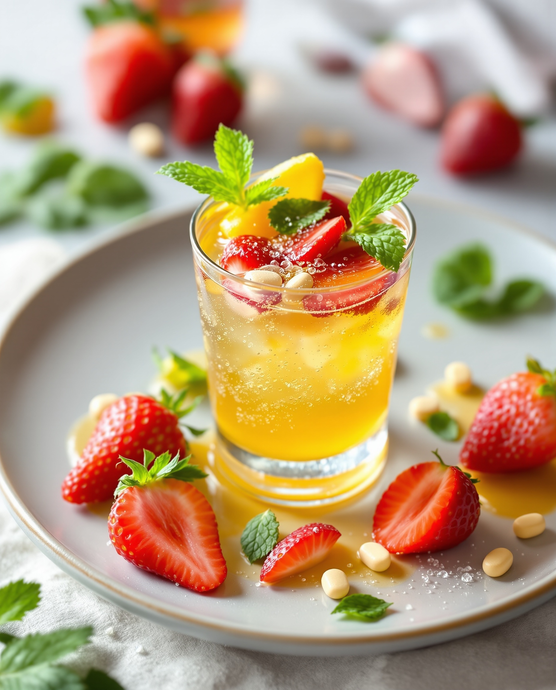 Close-up of a lemon ginger shot