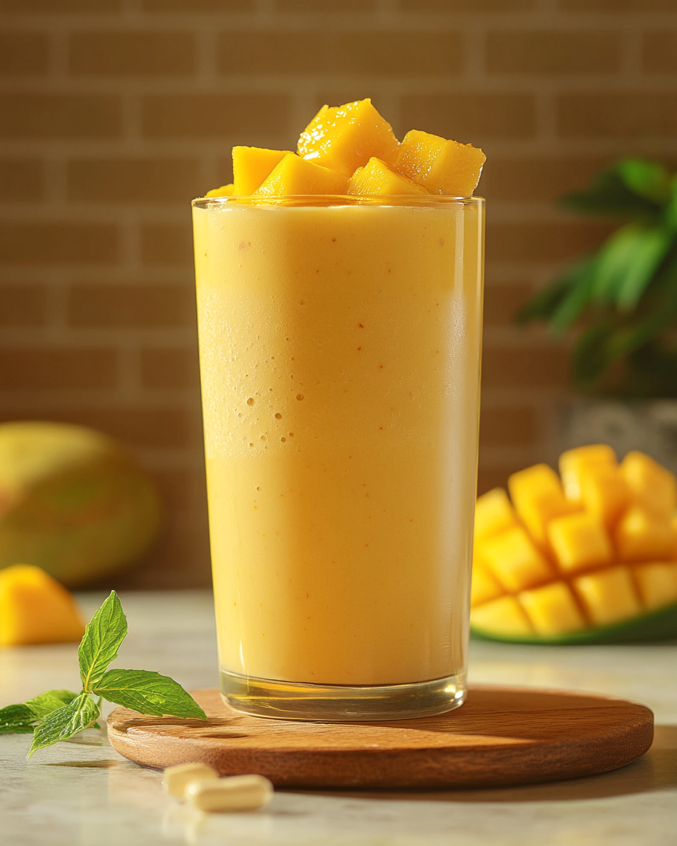 Close-up of Mango Collagen Smoothie