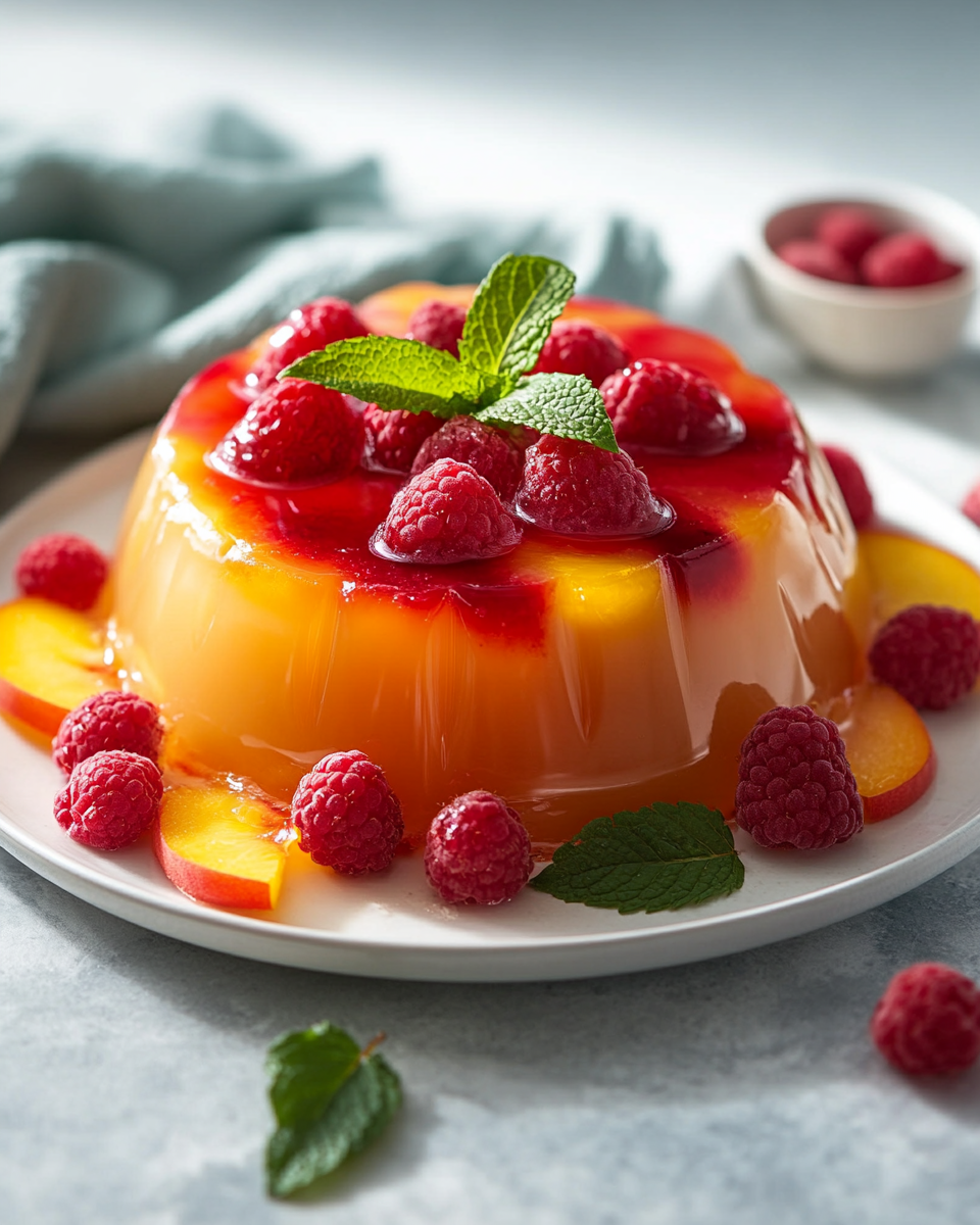 Peach Raspberry Jello Mold