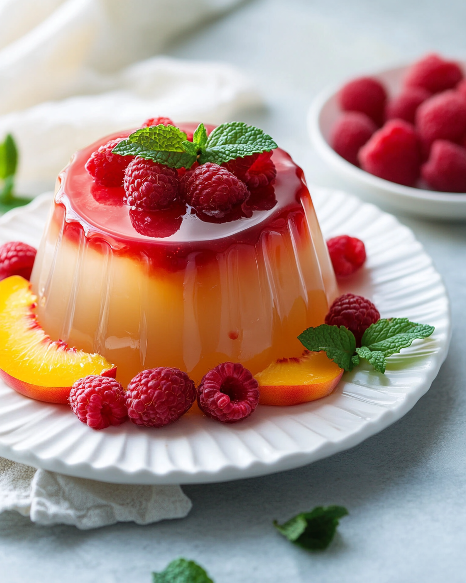 Close-up of Peach Raspberry Jello Mold texture