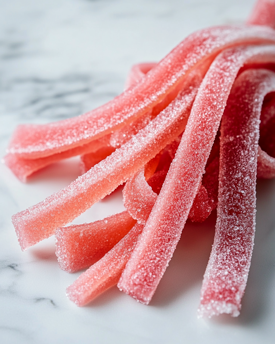 Close up of a rhubarb sour belt