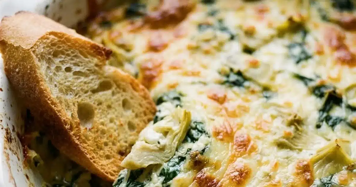 Baked Spinach Artichoke Dip with Three Cheeses