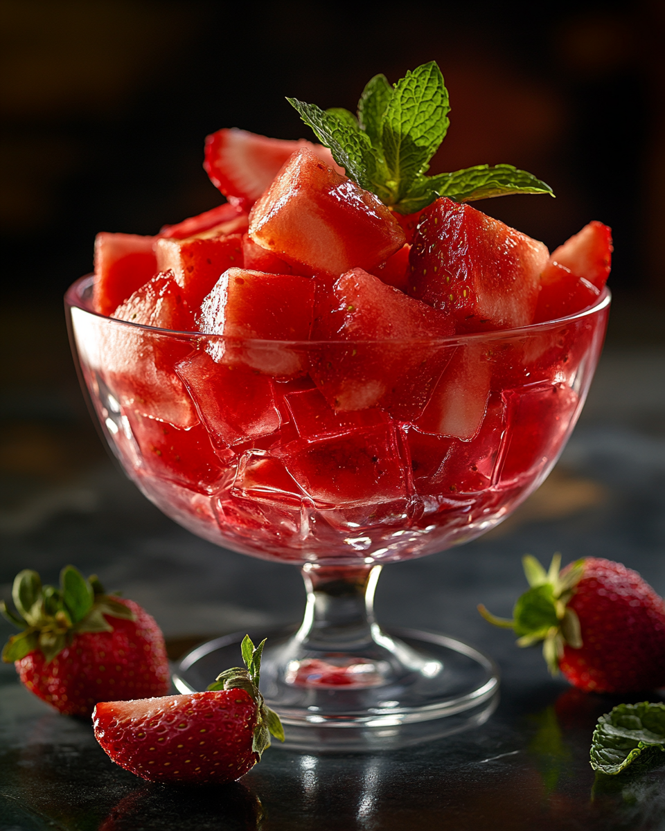 Close-up of Strawberry Watermelon Jello